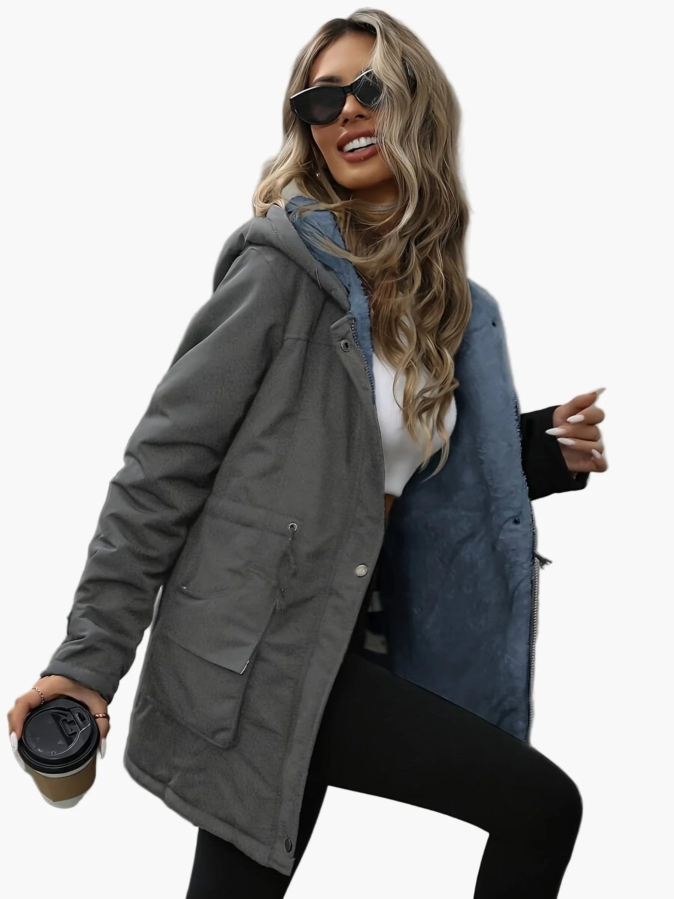 Damen Winter Parka mit Kapuze und Kordelzug – Warme Freizeitjacke für Alltag und Outdoor - Image 5
