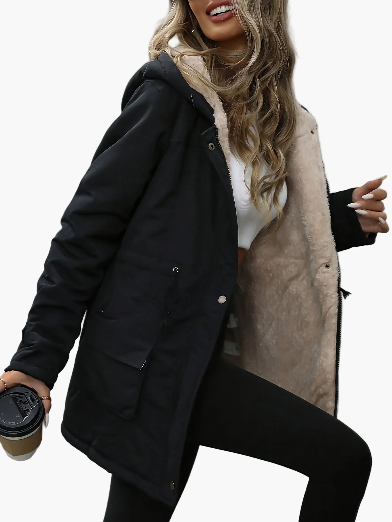 Damen Winter Parka mit Kapuze und Kordelzug – Warme Freizeitjacke für Alltag und Outdoor - Image 6
