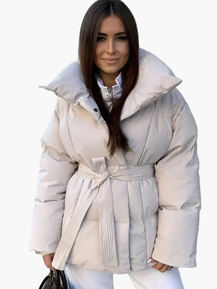 Damen Winter Steppjacke mit Gürtel – Modische, warme Jacke für Alltag & City - Image 3