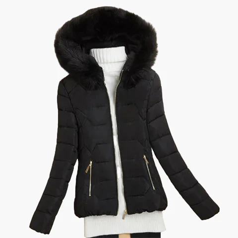 Damen Winter Steppjacke mit Kapuze und Fellkragen – Eleganter Outdoor Mantel - Image 3