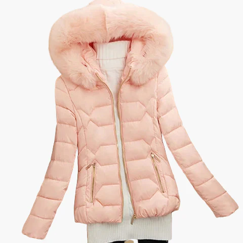 Damen Winter Steppjacke mit Kapuze und Fellkragen – Eleganter Outdoor Mantel - Image 4