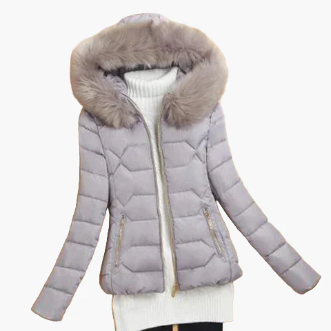 Damen Winter Steppjacke mit Kapuze und Fellkragen – Eleganter Outdoor Mantel - Image 6