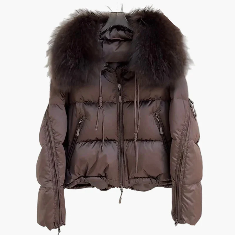Damen Winter Steppjacke mit Kapuze und luxuriösem Fellkragen, modisch und warm für Alltag & Freizeit - Image 4