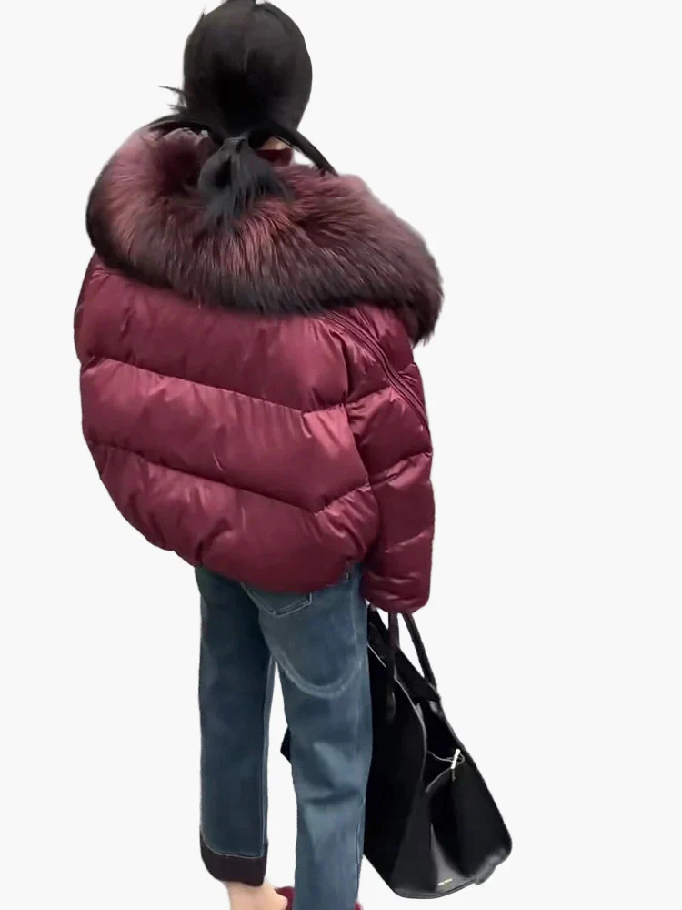 Damen Winter Steppjacke mit Kapuze und luxuriösem Fellkragen, modisch und warm für Alltag & Freizeit - Image 6