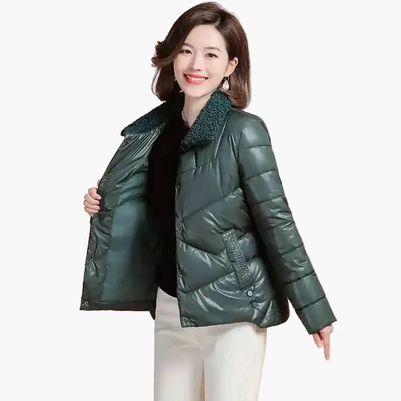 Damen Winter Steppjacke mit modischem Kragen – Elegante Outdoorjacke für kalte Tage - Image 3