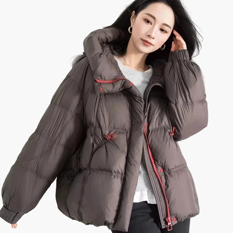 Damen Winter Steppjacke Oversize Stil mit Kapuze – Modische Freizeitjacke für kalte Tage
