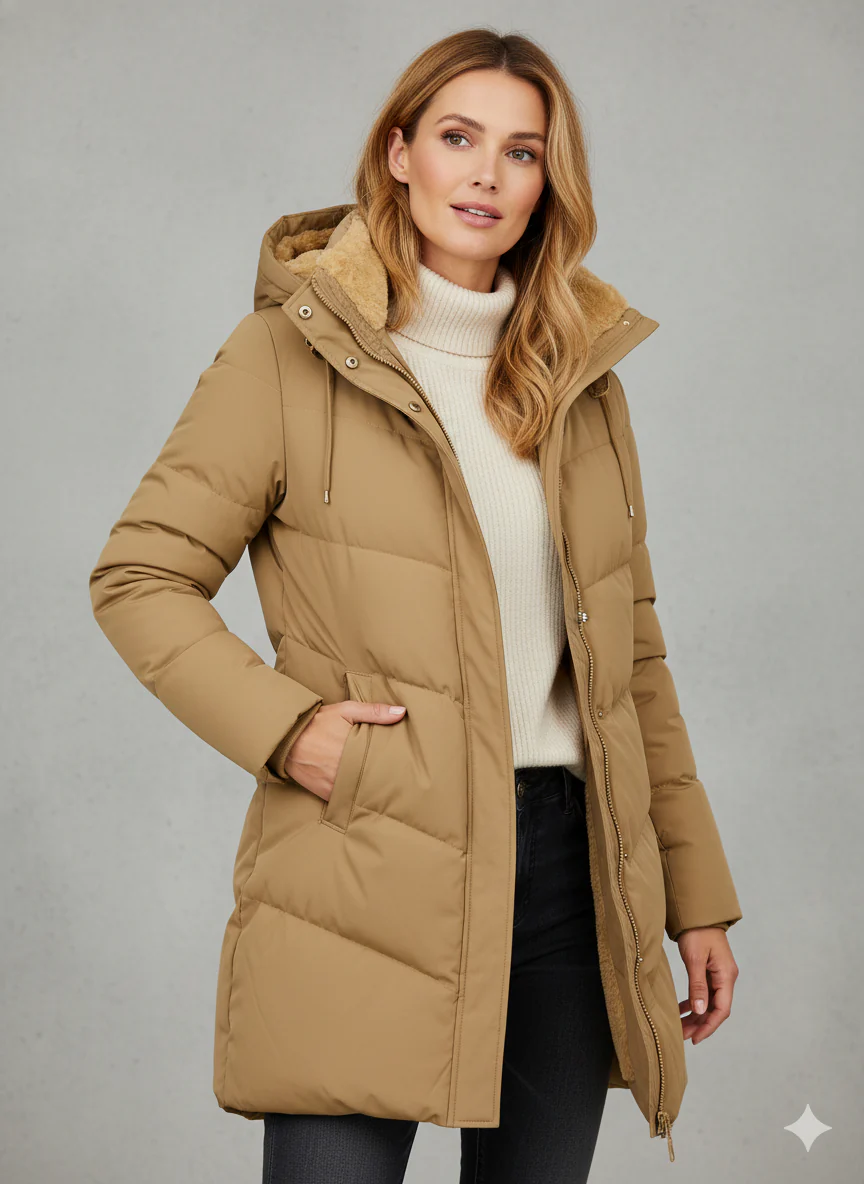 Damen Winter Steppmantel mit Kapuze – Eleganter, warmer Parka für Alltag & Outdoor - Image 6