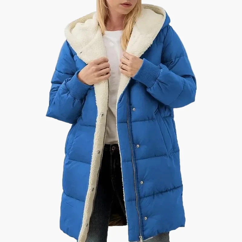 Damen Winter Steppmantel mit Kapuze – Langer warmer Freizeitmantel - Image 10
