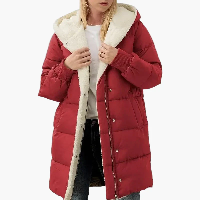 Damen Winter Steppmantel mit Kapuze – Langer warmer Freizeitmantel - Image 7