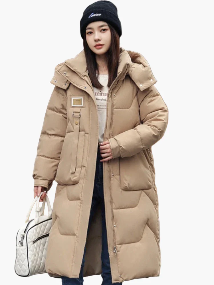 Damen Winter Steppmantel mit Kapuze – Langer, warmer Outdoor Parka für Alltag & Freizeit - Image 3