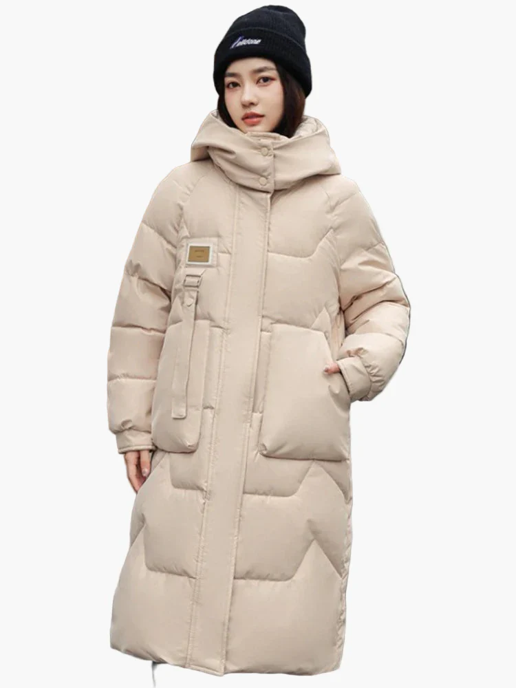 Damen Winter Steppmantel mit Kapuze – Langer, warmer Outdoor Parka für Alltag & Freizeit - Image 4