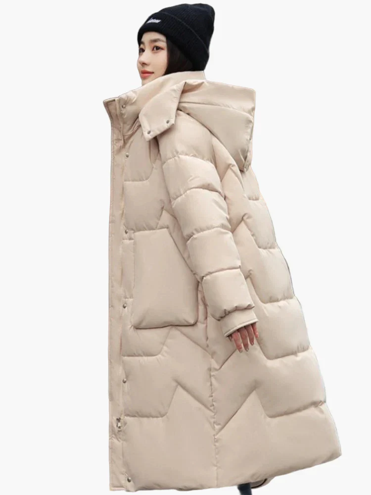 Damen Winter Steppmantel mit Kapuze – Langer, warmer Outdoor Parka für Alltag & Freizeit - Image 5