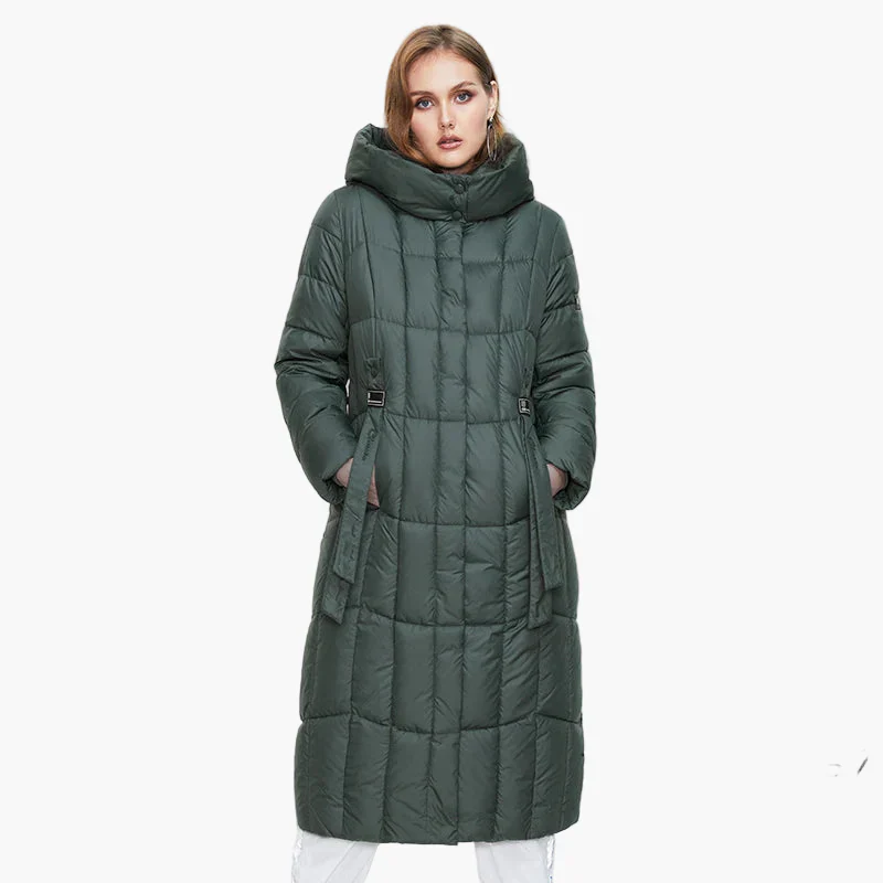 Damen Winter Steppmantel mit Kapuze, modischer langer Mantel für kalte Tage, Plus Size - Image 5
