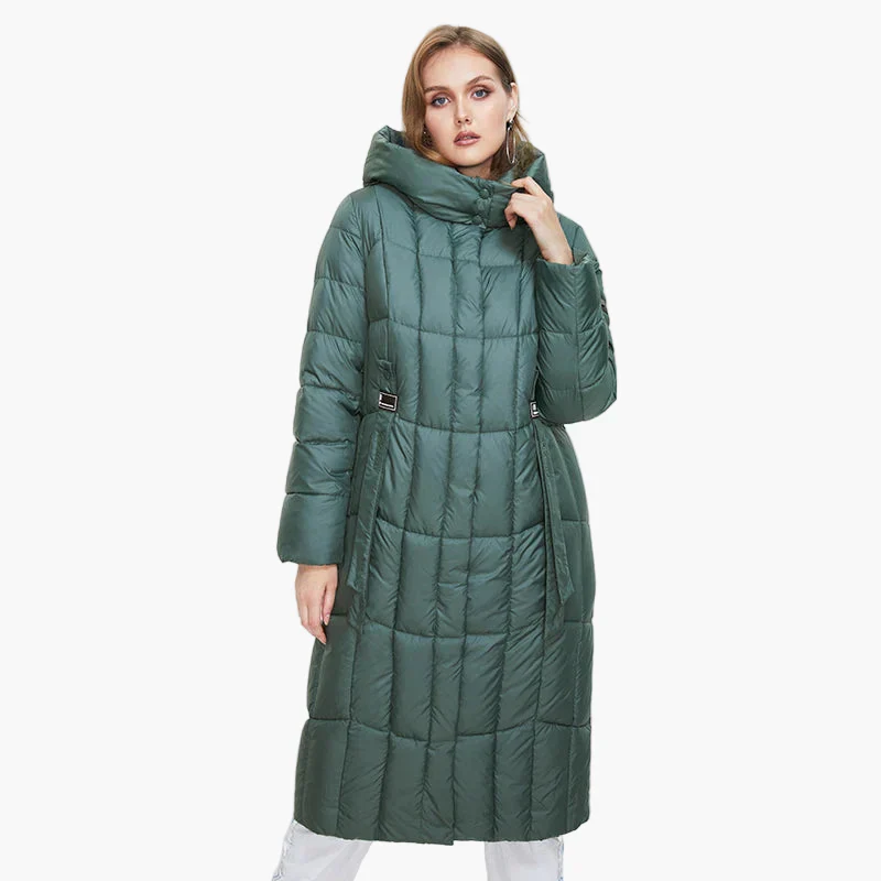 Damen Winter Steppmantel mit Kapuze, modischer langer Mantel für kalte Tage, Plus Size - Image 7
