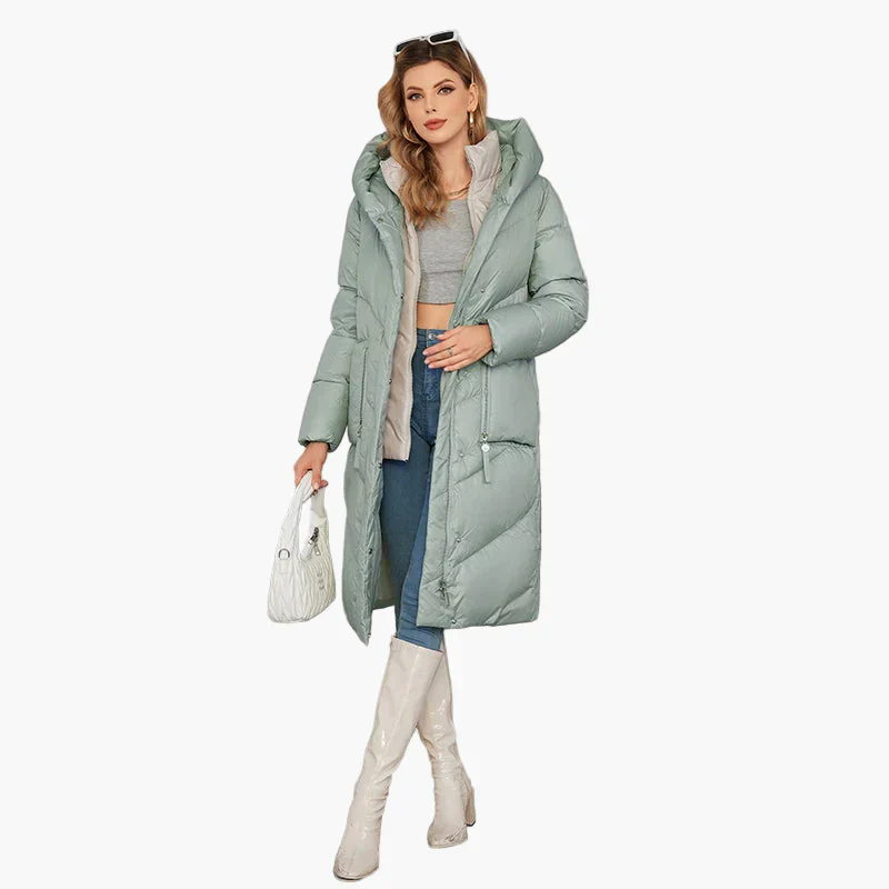 Damen Winter Steppmantel mit Kapuze – Modischer langer Parka für kalte Tage - Image 2