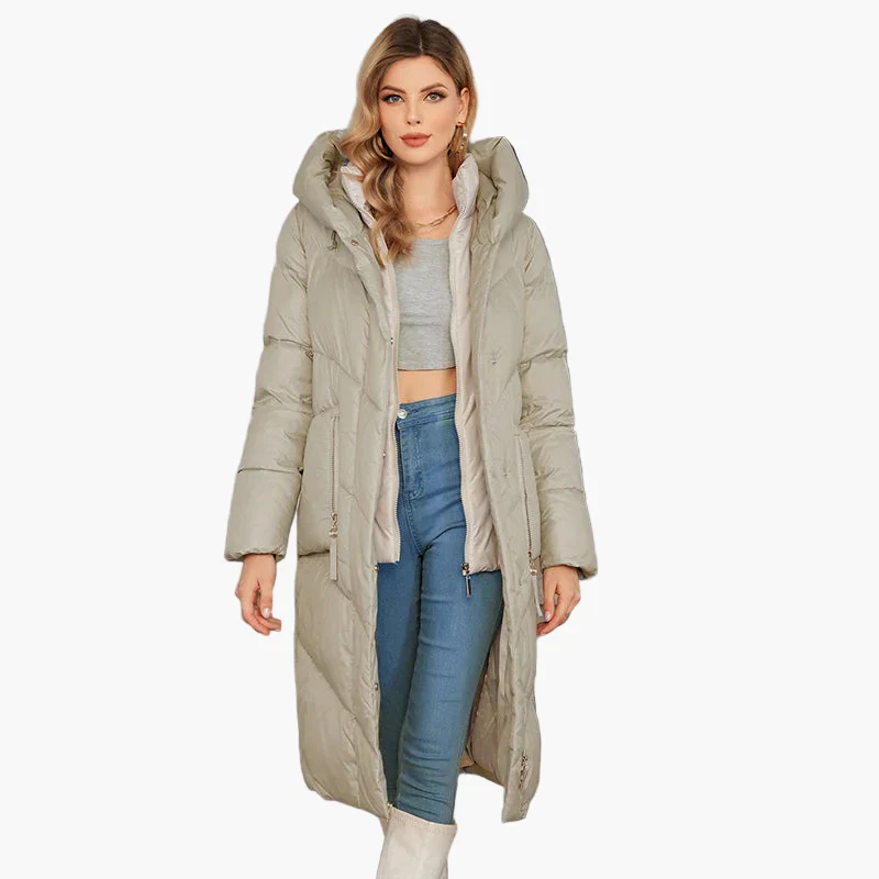 Damen Winter Steppmantel mit Kapuze – Modischer langer Parka für kalte Tage - Image 5