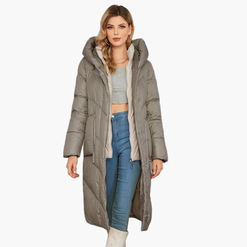 Damen Winter Steppmantel mit Kapuze – Modischer langer Parka für kalte Tage - Image 7