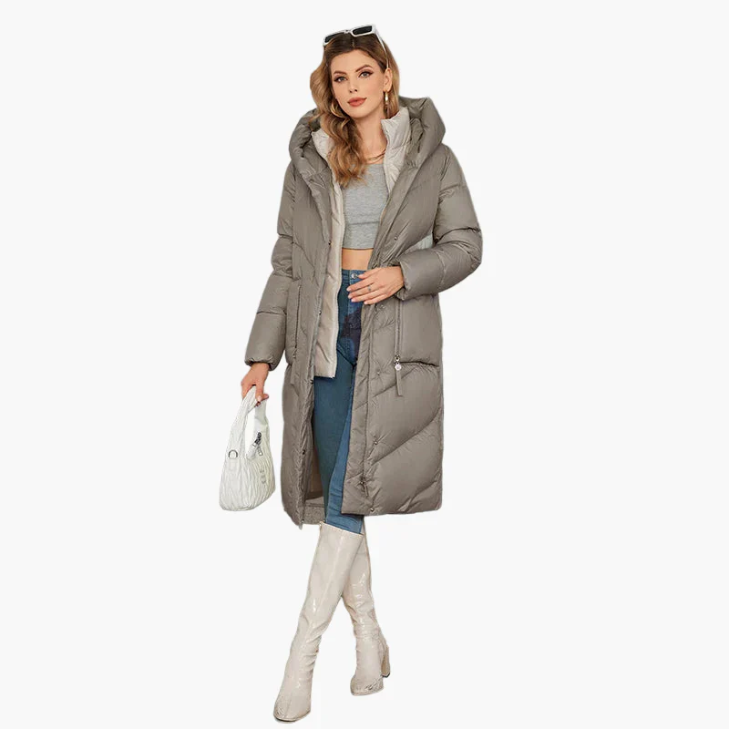 Damen Winter Steppmantel mit Kapuze – Modischer langer Parka für kalte Tage - Image 8