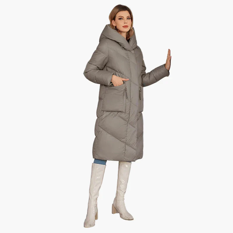 Damen Winter Steppmantel mit Kapuze – Modischer langer Parka für kalte Tage - Image 9