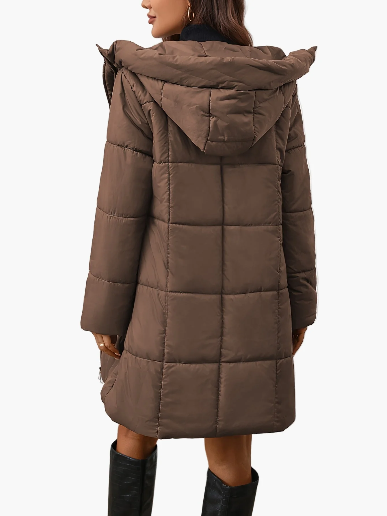 Damen Winter Steppmantel mit Kapuze und modischem Schnitt – Perfekt für Alltag und Freizeit - Image 2