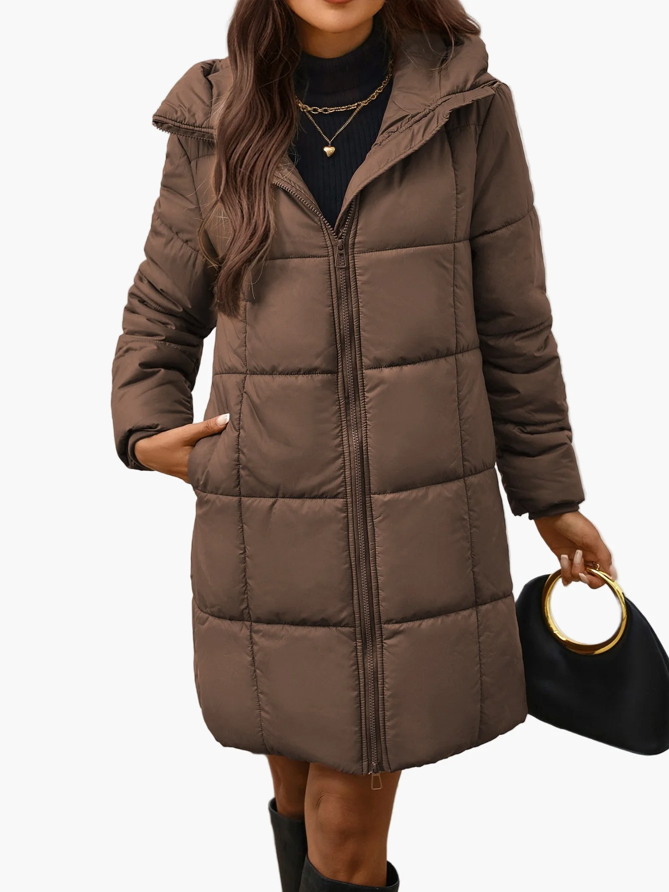 Damen Winter Steppmantel mit Kapuze und modischem Schnitt – Perfekt für Alltag und Freizeit - Image 6