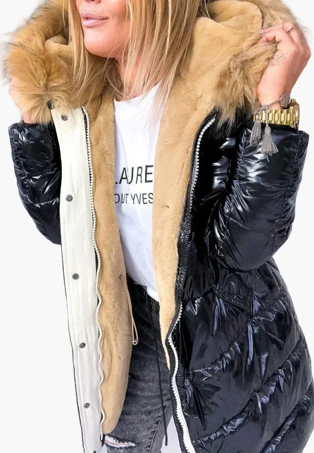 Damen Winter Steppmantel mit Kapuze und Pelzkragen – Modischer Europäisch-Amerikanischer Stil, Warm, Elegant, Alltag und Outdoor - Image 2