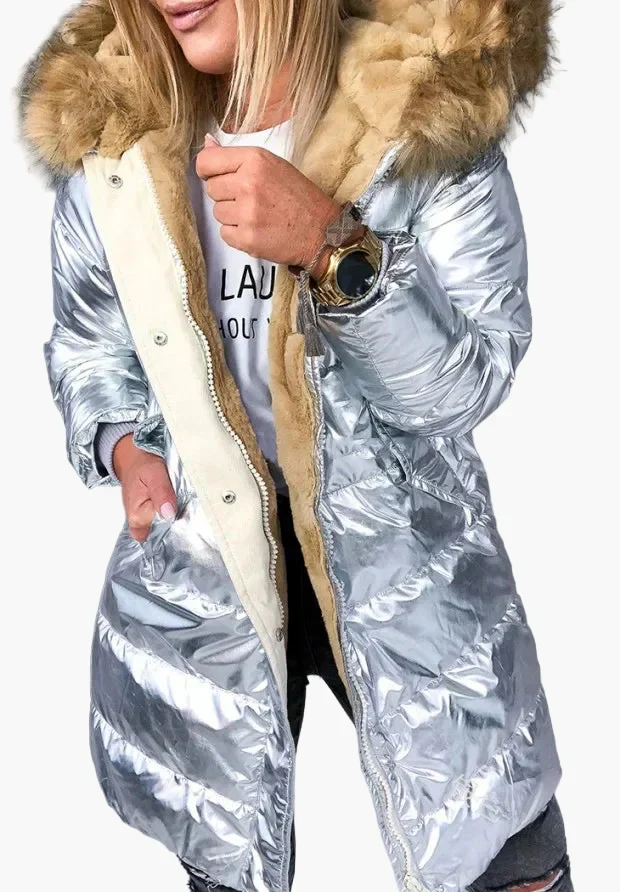 Damen Winter Steppmantel mit Kapuze und Pelzkragen – Modischer Europäisch-Amerikanischer Stil, Warm, Elegant, Alltag und Outdoor - Image 3