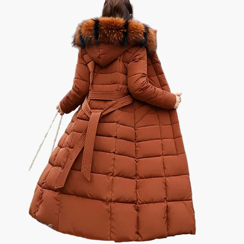 Damen Winter Steppmantel mit Kapuze und Fellkragen – Eleganter Langer Parka für Alltag & Outdoor - Image 5