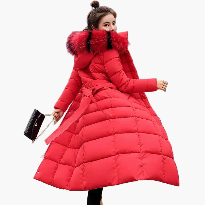 Damen Winter Steppmantel mit Kapuze und Fellkragen – Eleganter Langer Parka für Alltag & Outdoor - Image 6