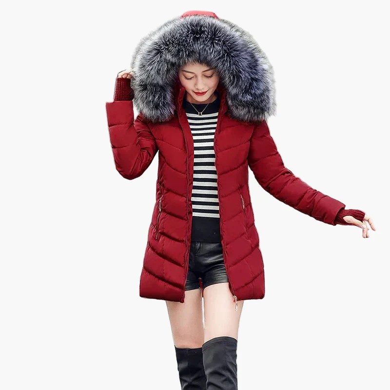 Damen Winter Steppmantel mit Kapuze und Kunstpelzkragen – Eleganter Outdoor Parka für kalte Tage - Image 6
