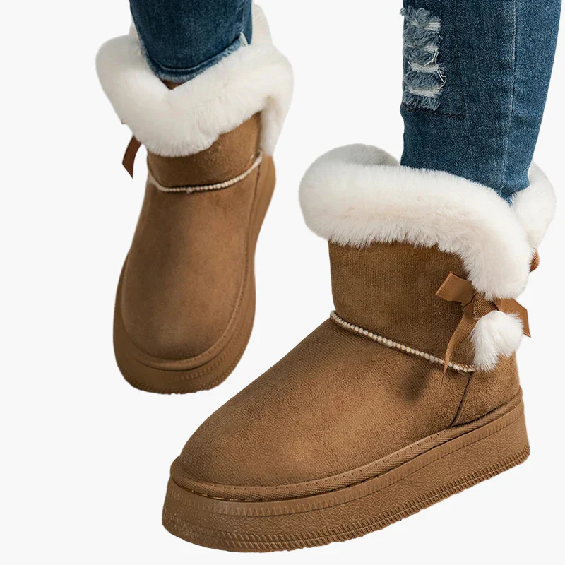 Damen Winter Stiefeletten mit Schleife, Warm Gefüttert, Modische Freizeit Boots - Image 3