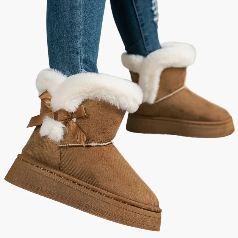 Damen Winter Stiefeletten mit Schleife, Warm Gefüttert, Modische Freizeit Boots - Image 4