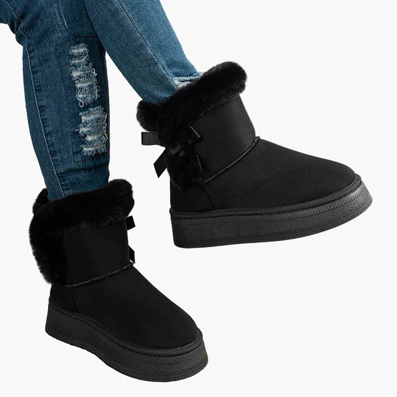 Damen Winter Stiefeletten mit Schleife, Warm Gefüttert, Modische Freizeit Boots - Image 5