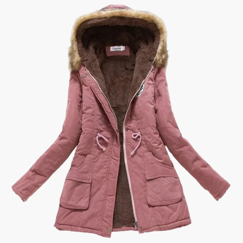 Damen Winterparka mit Kapuze und Fleece-Futter – Modischer Mantel für kalte Tage - Image 4