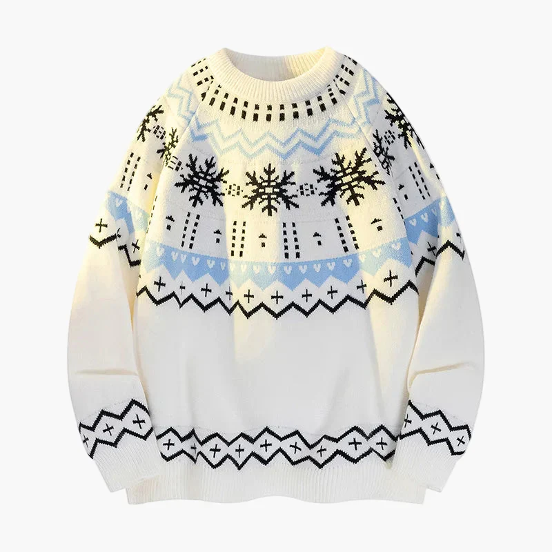 Damen Winterpullover mit Schneeflocken Muster – Skandinavischer Strickpullover für kalte Tage