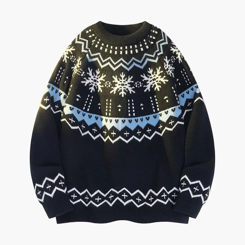 Damen Winterpullover mit Schneeflocken Muster – Skandinavischer Strickpullover für kalte Tage - Image 3
