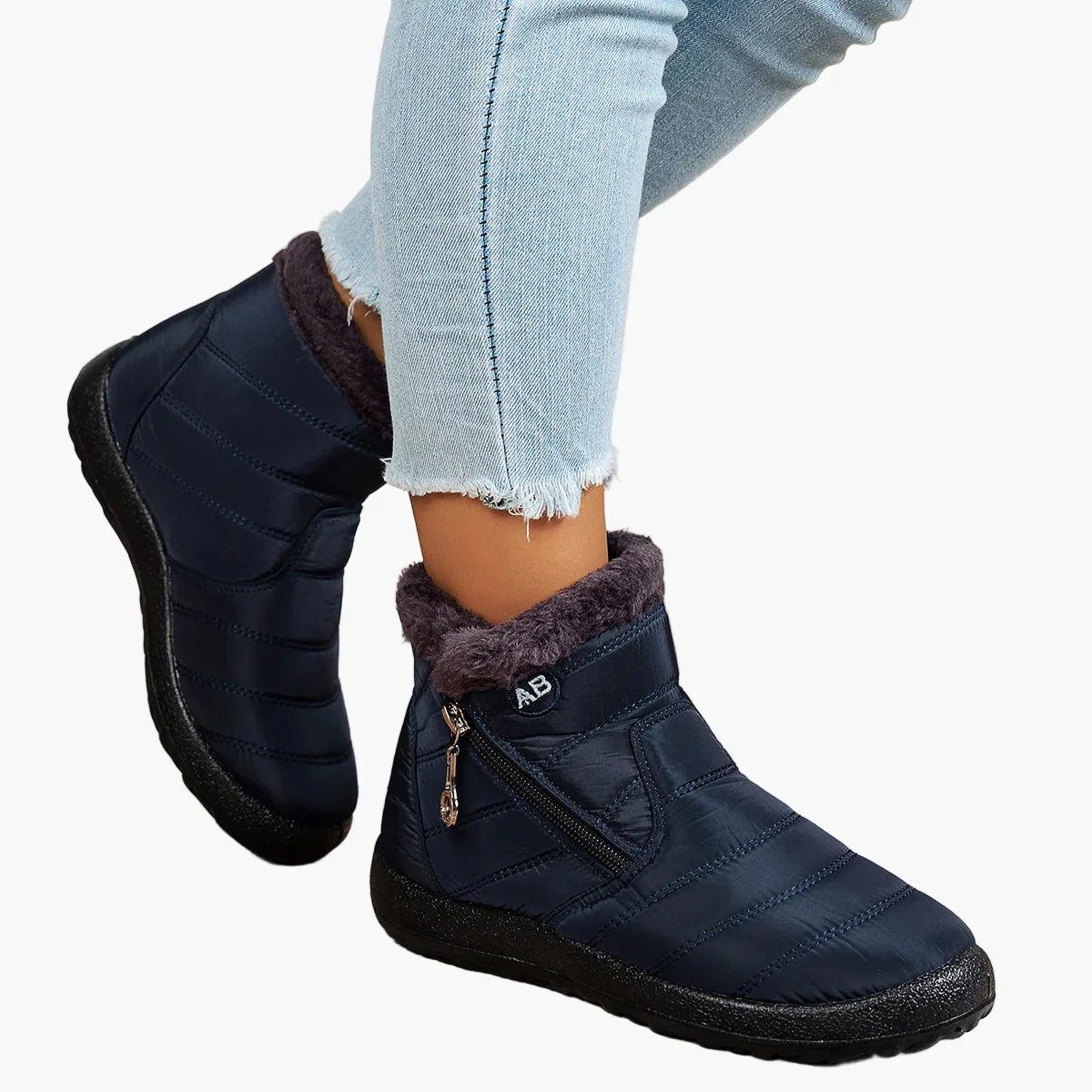 Damen Winterstiefel mit warmem Futter und Reißverschluss – Bequeme, rutschfeste Outdoor-Schuhe für kalte Tage - Image 2