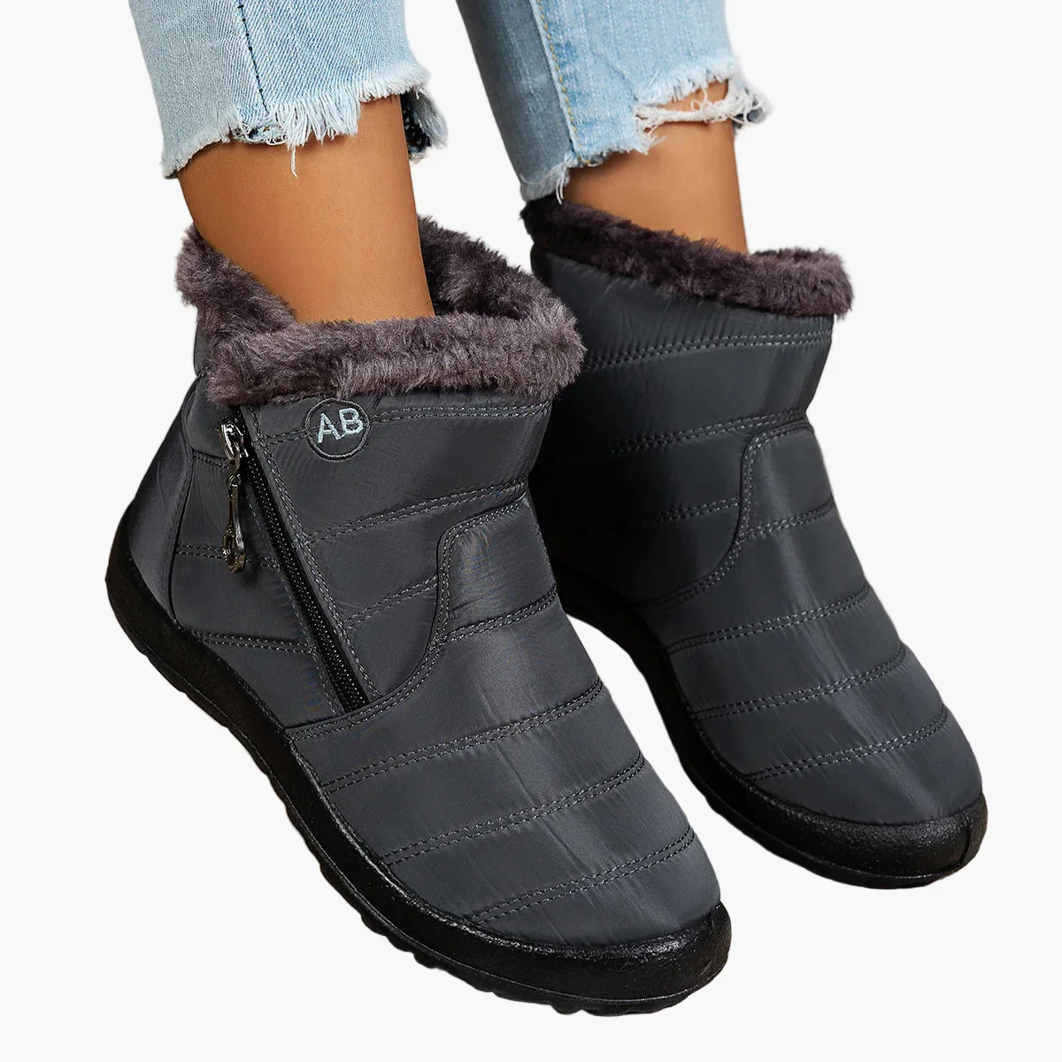 Damen Winterstiefel mit warmem Futter und Reißverschluss – Bequeme, rutschfeste Outdoor-Schuhe für kalte Tage - Image 4