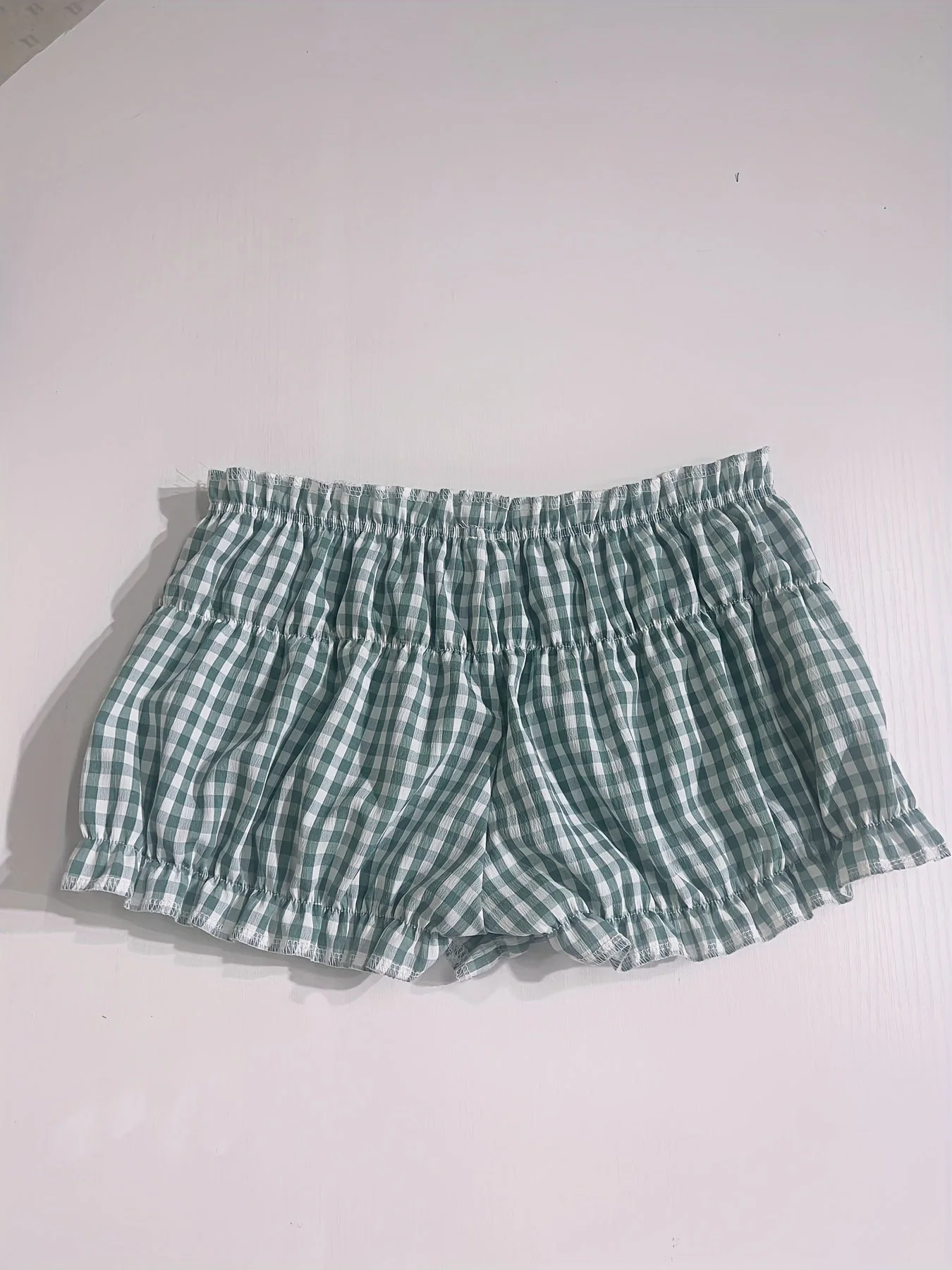 Damen Y2K Karierte Rüschenshorts für den Sommer – Bequeme Lounge- und Pyjamashorts - Image 6