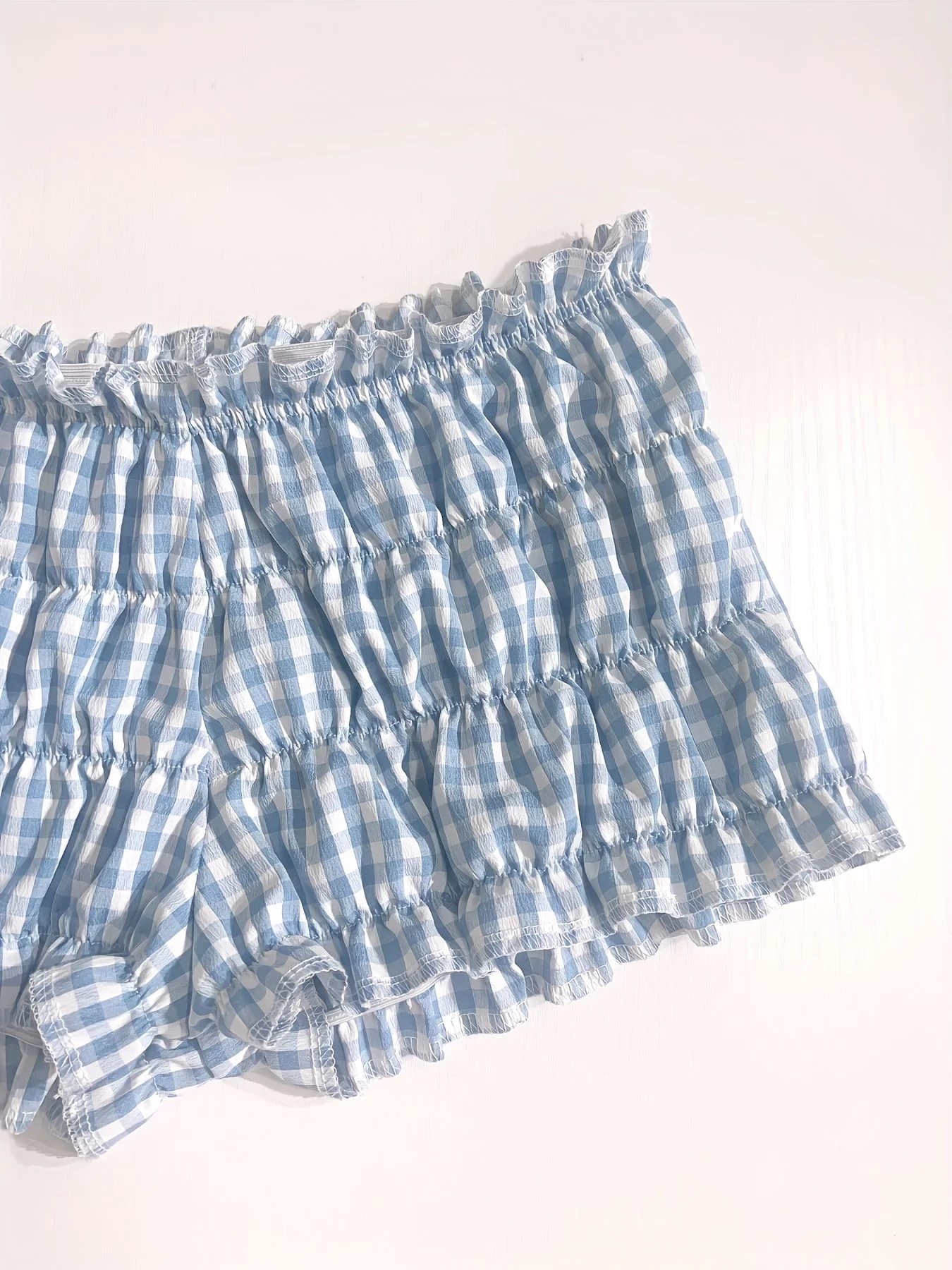 Damen Y2K Karierte Rüschenshorts für den Sommer – Bequeme Lounge- und Pyjamashorts - Image 7
