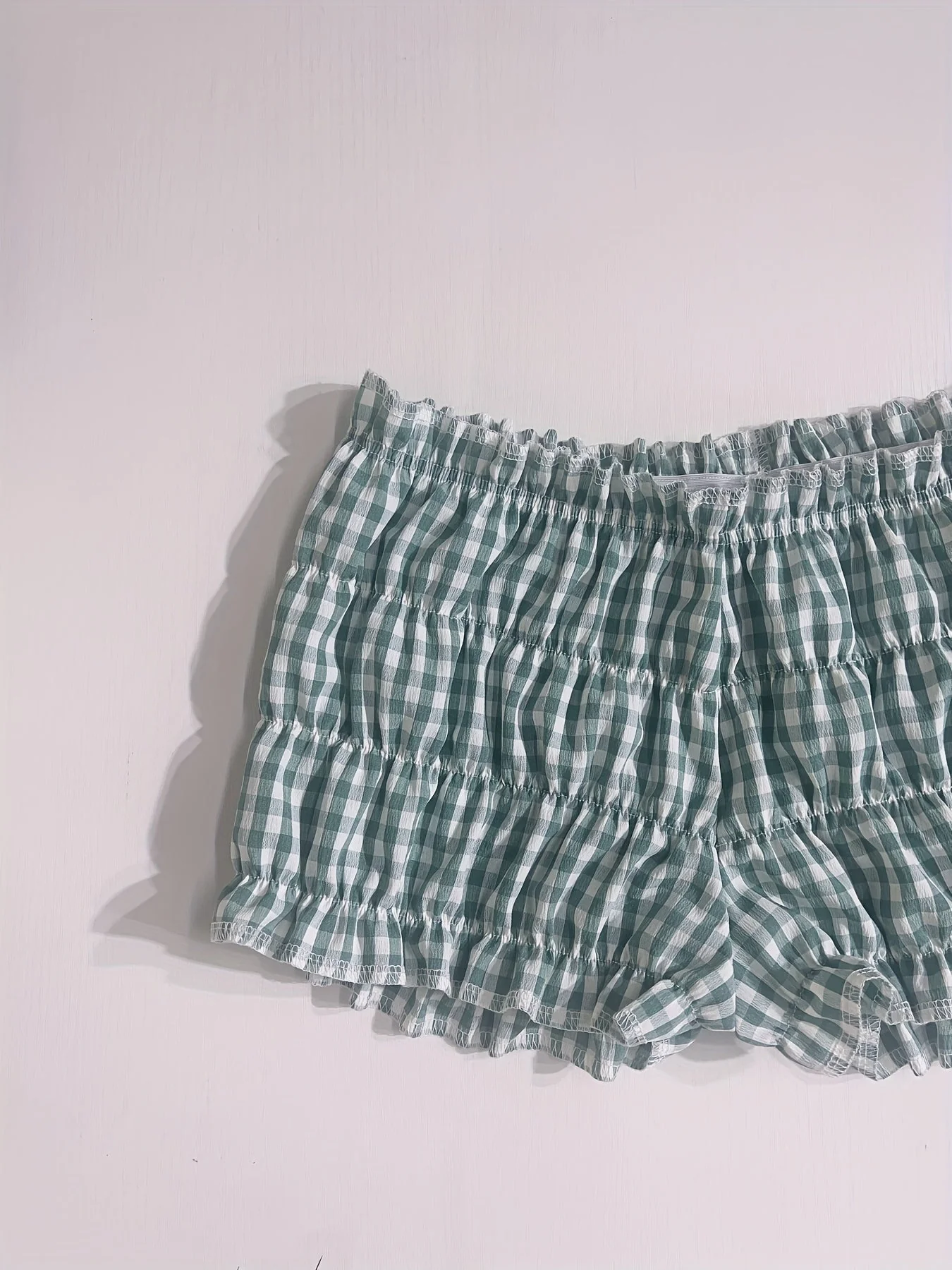 Damen Y2K Karierte Rüschenshorts für den Sommer – Bequeme Lounge- und Pyjamashorts - Image 9