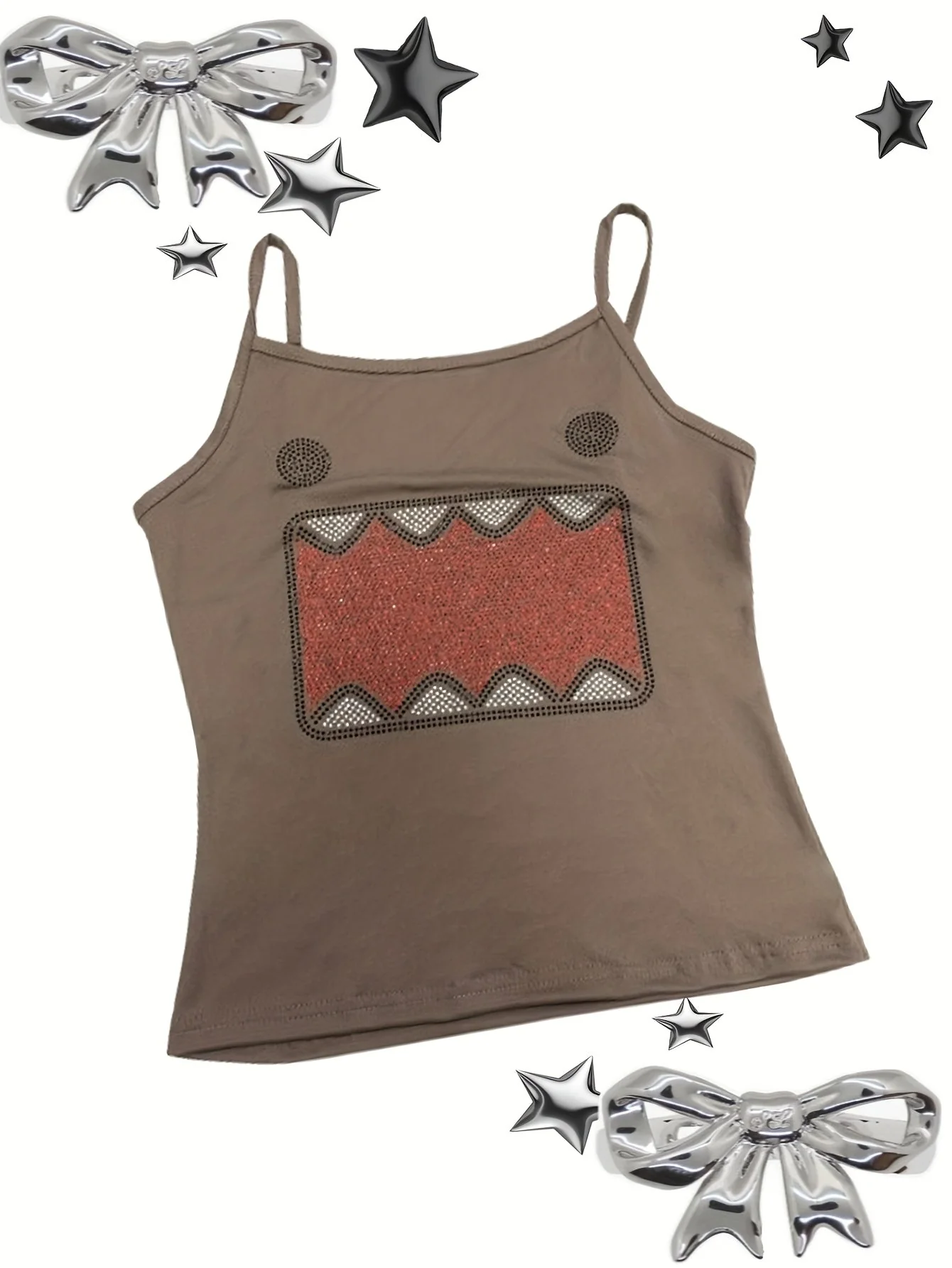 Damen Y2K Streetstyle Tanktop mit Grafik-Print und Ripped Jeans – Modisches Freizeit-Outfit - Image 3