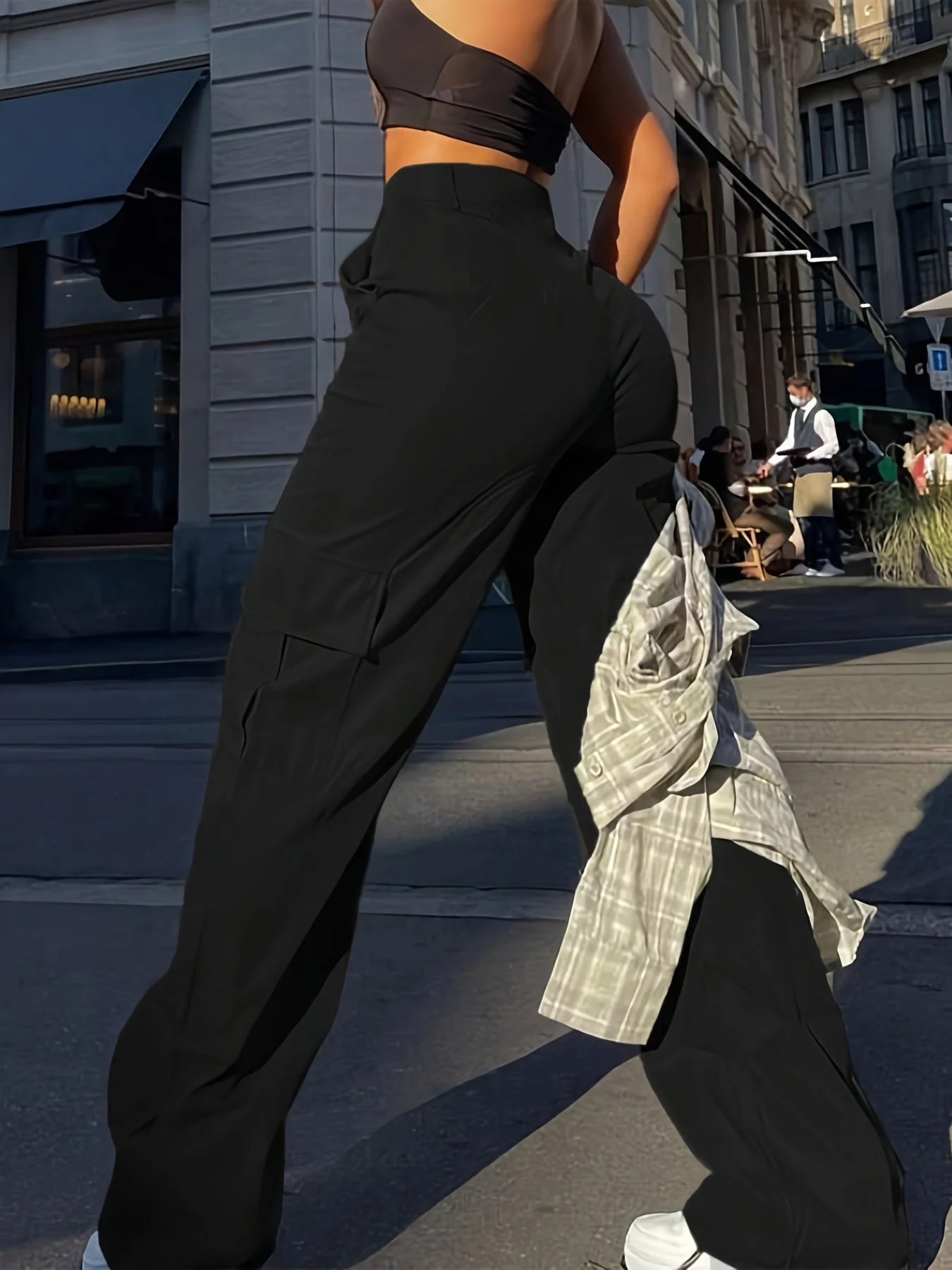 Damen Y2K Streetwear Cargo Hose mit weitem Bein – Modische High-Waist Hose für Freizeit und Alltag - Image 2