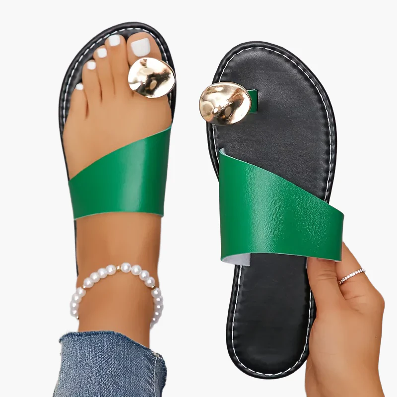 Damen Zehentrenner Sandalen mit Metallic-Dekor – Modische Slip-On Sommerschuhe - Image 12