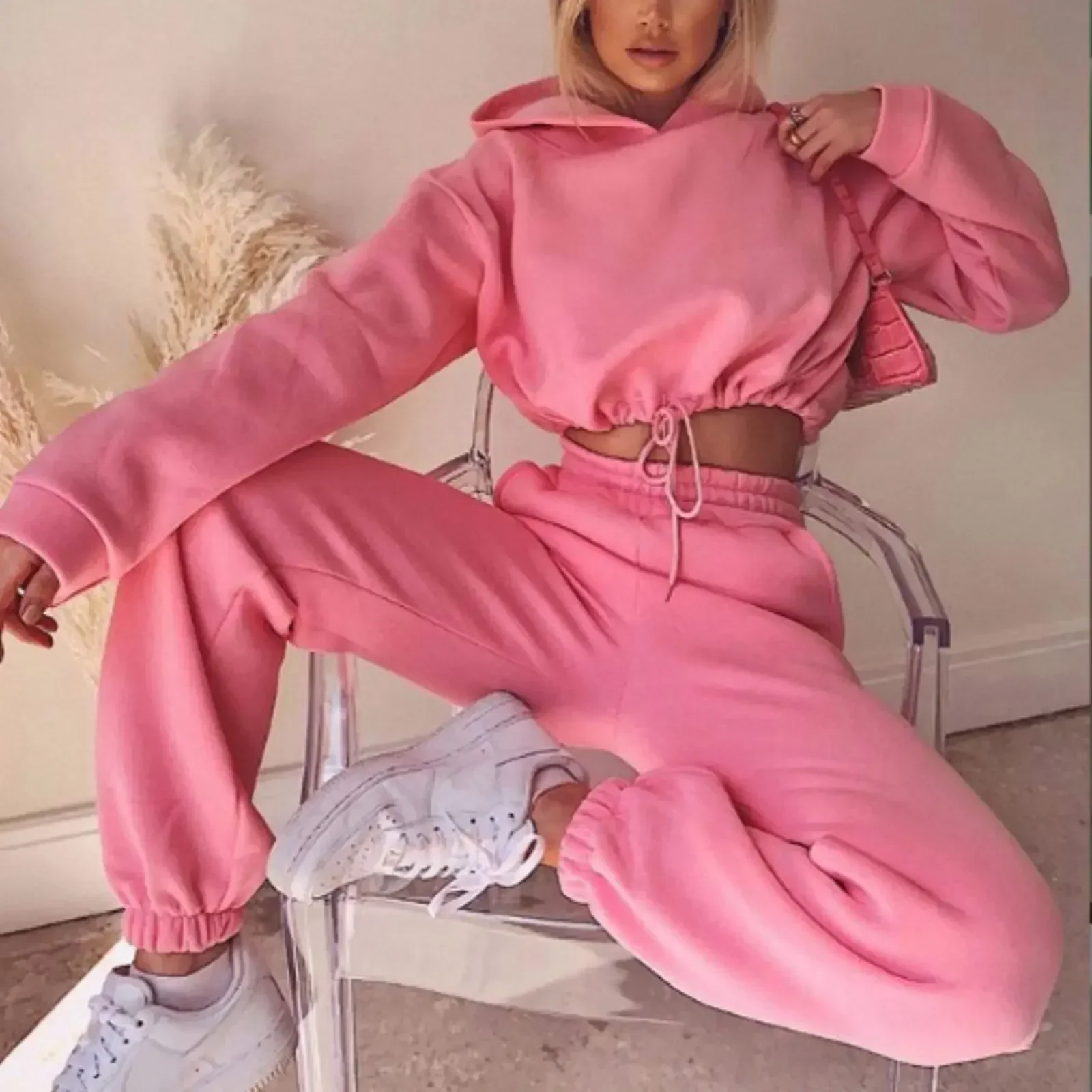 Damen Zweiteiler Lounge Set – Modischer Hoodie & Jogginghose für Freizeit und Alltag - Image 11