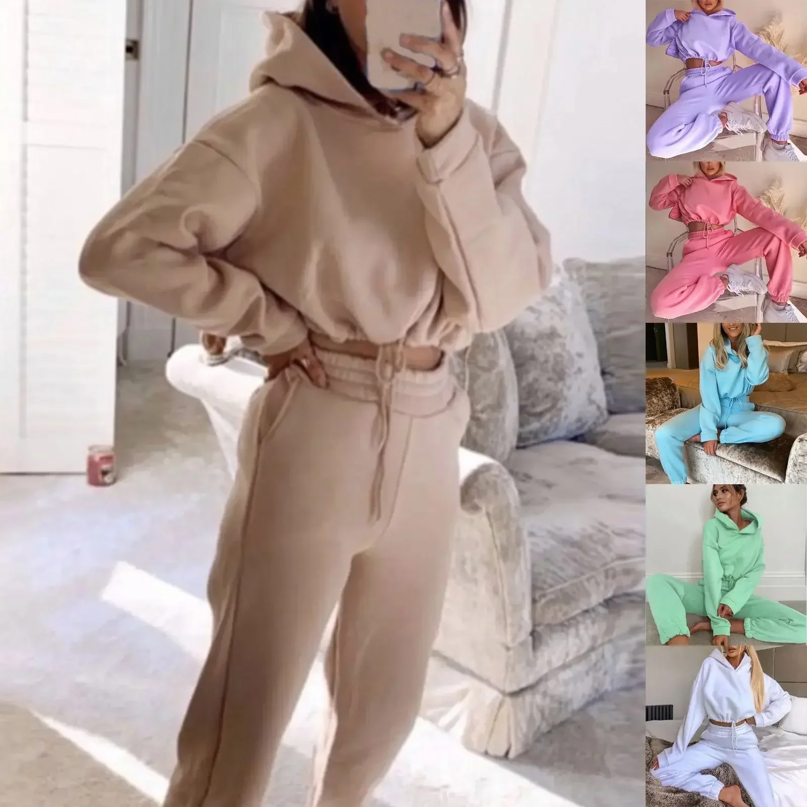 Damen Zweiteiler Lounge Set – Modischer Hoodie & Jogginghose für Freizeit und Alltag - Image 13