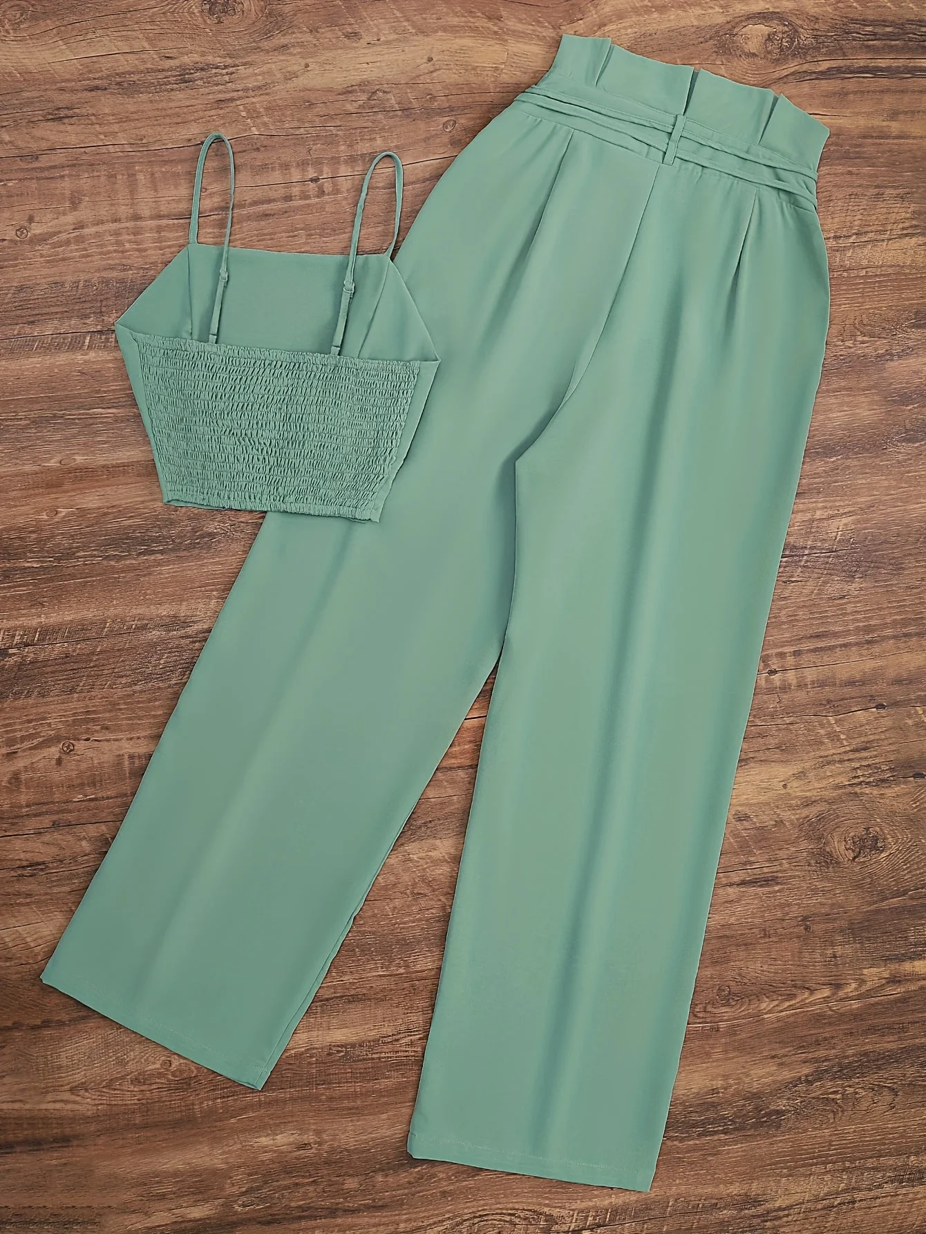 Damen Zweiteiler Set Eleganter High Waist Palazzo Hose und Bustier Top für Frühling und Sommer - Image 3