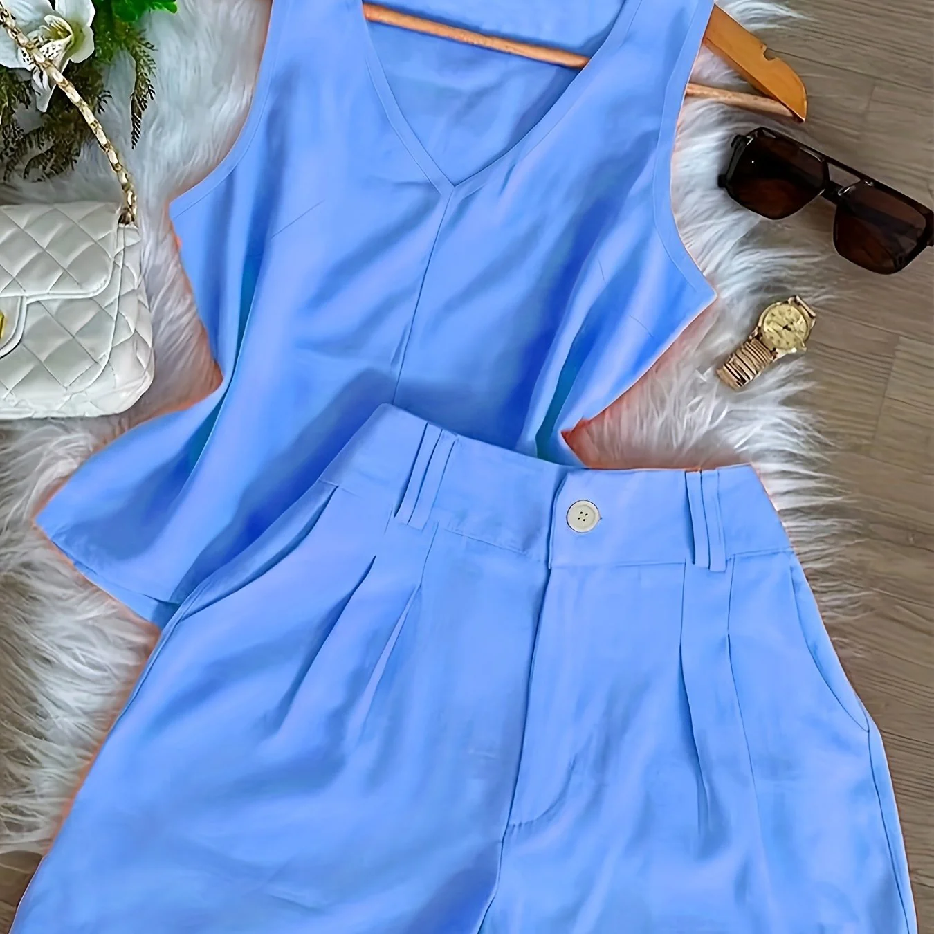Damen Zweiteiler Set – Elegantes Top und Shorts für Frühling & Sommer, Freizeit & Alltag - Image 13