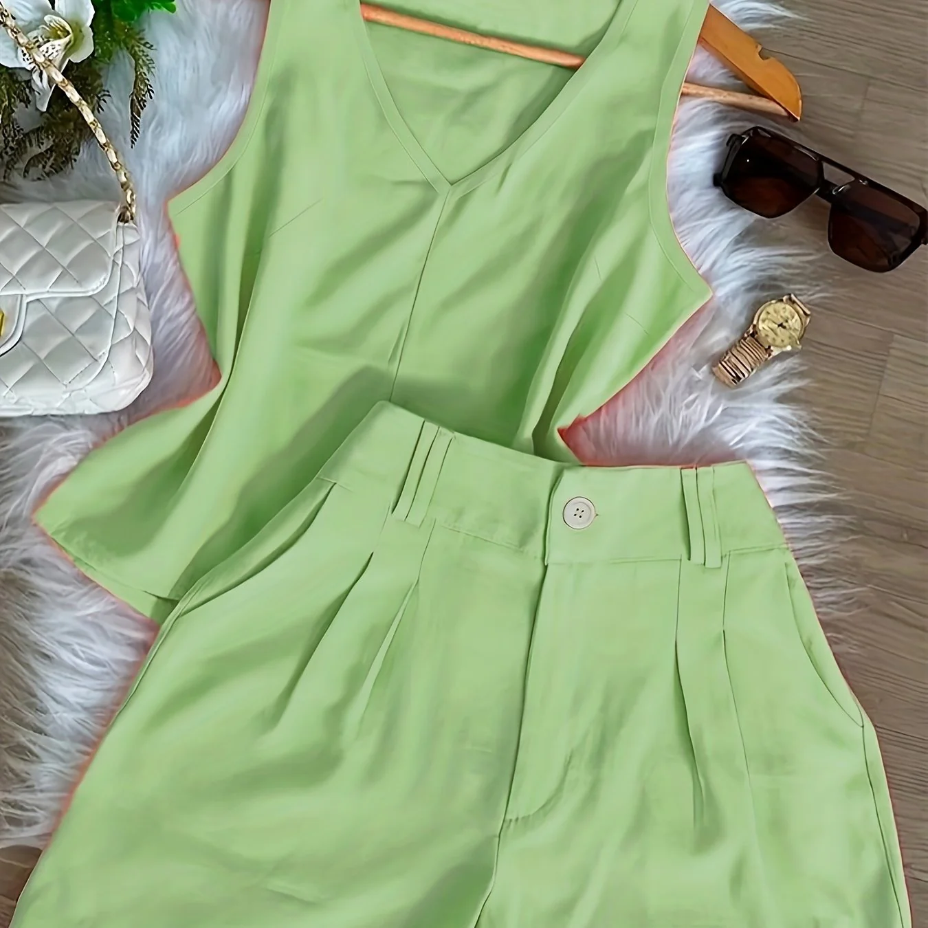 Damen Zweiteiler Set – Elegantes Top und Shorts für Frühling & Sommer, Freizeit & Alltag - Image 16