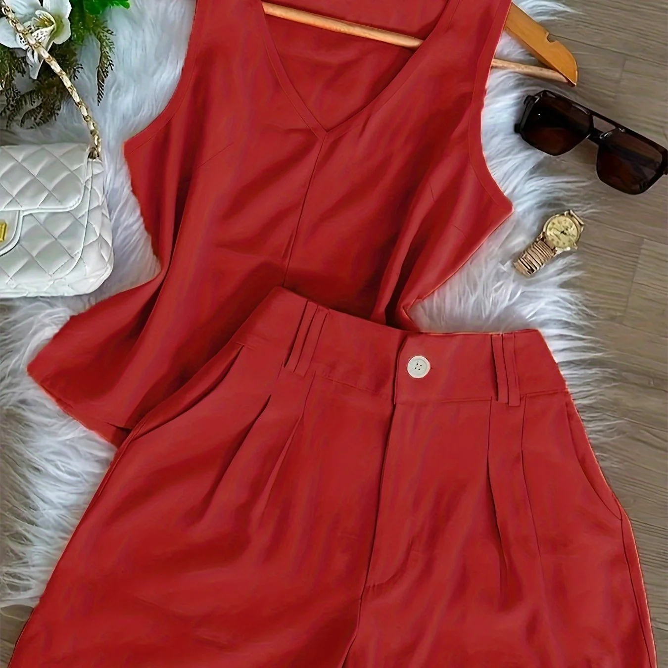 Damen Zweiteiler Set – Elegantes Top und Shorts für Frühling & Sommer, Freizeit & Alltag - Image 17